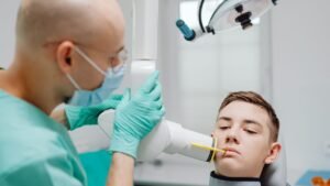 Gum grafting recovery consultation at a dental office in Woodbridge